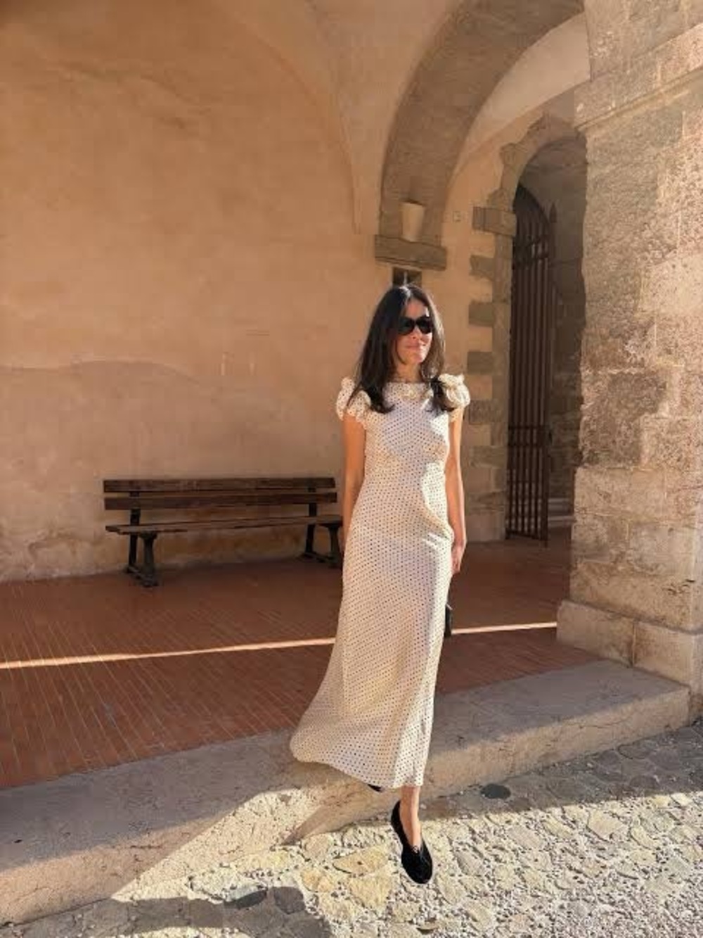 Doen Emerence Dress Elegant Cream Polka Dot Maxi Dress